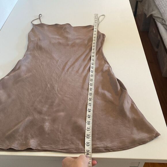 Zara Taupe Rhinestone Strap Mini Slip Dress Size Small - Picture 15 of 15